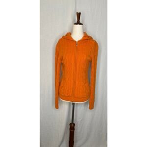Orange Cashmere Cableknit Hoodie Sweater
Size Small